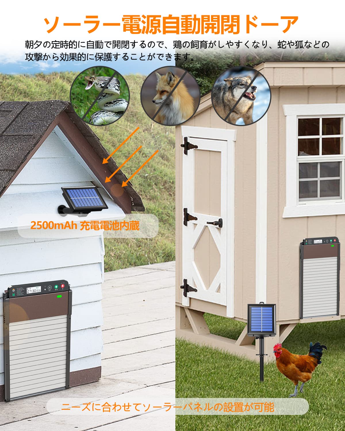 新品半額 定価21.999円 自動開閉ペットドア ソーラーパネル タイマー Amazon | 鶏小屋 自動ドア 鶏小屋ドア 光感知ドア 自動開閉 鶏活動管理